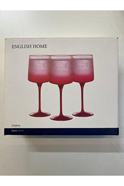 English Home Sare 3'lü Cam Kadeh Kırmızı 340 Ml
