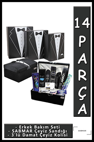 Pierre Cardin Damat Bohça Sabmar Çeyiz Sandığı Nişan Bohçası + 3'lü Mukavva Ç...