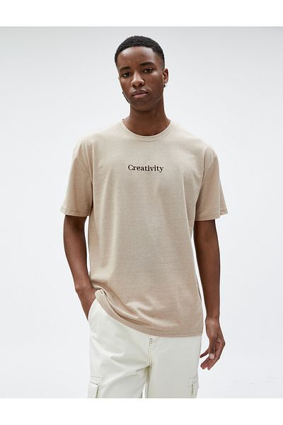 Koton Oversize T-Shirt Slogan Printed Crew Neck Short Sleeve