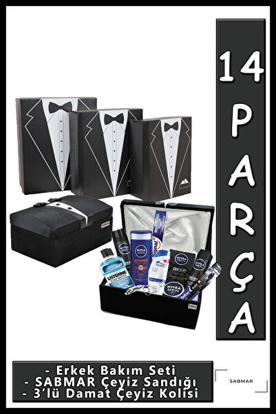 NIVEA Damat Bohçası Çeyiz Sandığı Nişan Bohçası 3'lü Damat Çeyiz Kolisi Erkek...