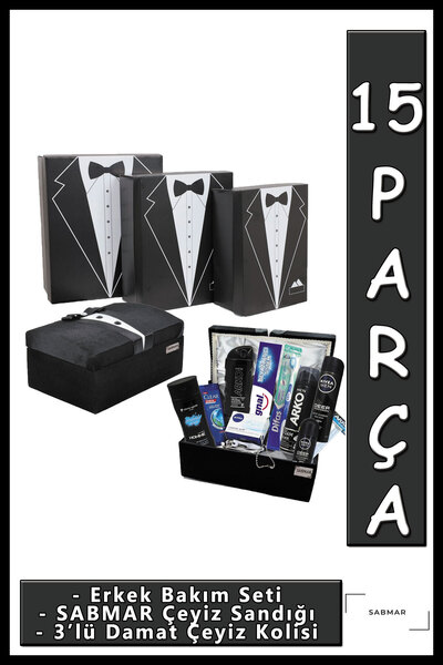 Pierre Cardin Damat Çeyiz Sandığı Bohça Seti + 3'lü Mukavva Çeyiz Kutusu Nişa...