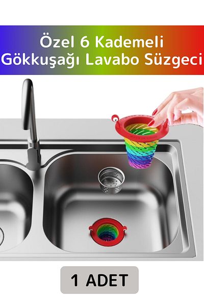 Wintoup Long-Lasting 6-Stage Foldable Rainbow Kitchen Sink Faucet Anti-Clogging Sink Strainer