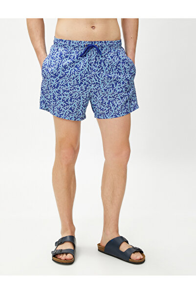 Koton Deniz Şortu Baskılı Beli Bağcıklı Cep Detaylı