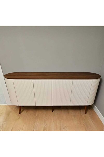 NUR AHŞAP Ekru -mdf Lake Boyali Ahşap Ayakli Konsol  170*42*83