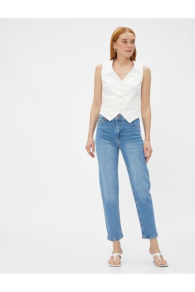 Koton Jeans mit hoher Taille und leicht schmalem Bein – Eve Jeans