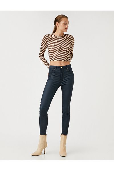 Koton Jeans Pantaloni Slim Cut Talie Înaltă Picior Skinny