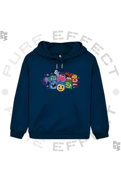PURE EFFECT УНИСЕКС детски суитшърт с качулка - с 2 щампи, многоцветен, 3 нишки