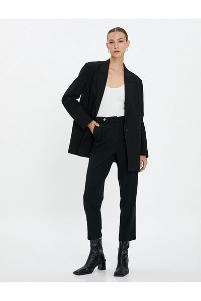Koton Fabric Trousers Tapered Leg Pocket Detailed Pleated