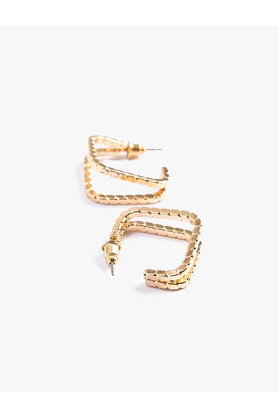 Koton Hoop Earrings Geometric Detailed