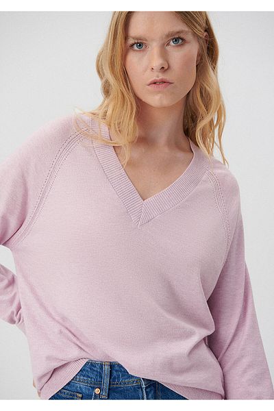 Mavi V Neck Lilac Sweater Loose Fit / Loose Comfortable Cut 1710144-82326