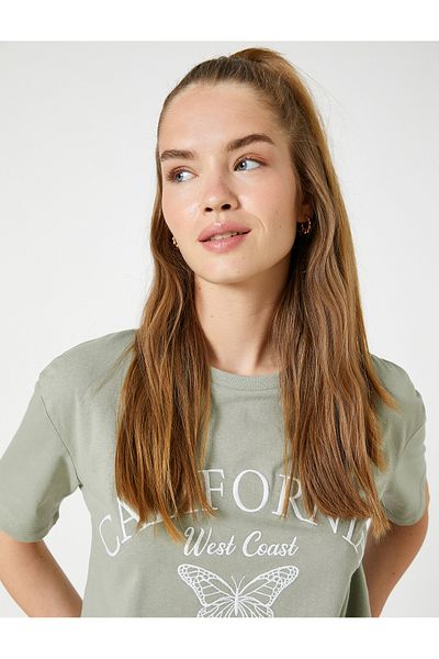 Koton Crew Neck Printed Cotton T-Shirt