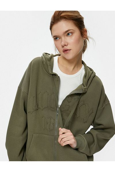 Koton Φούτερ με κουκούλα Oversize ανάγλυφη τσέπη καγκουρό
