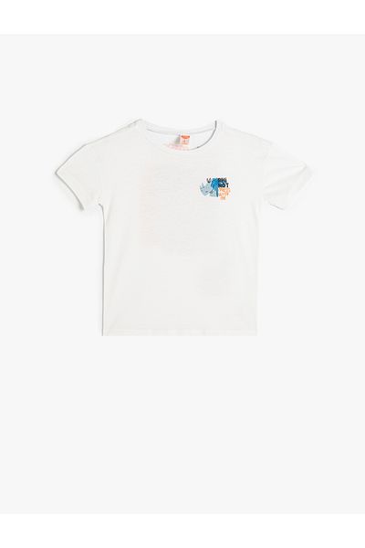 Koton Crew Neck Printed Cotton Short Sleeve T-Shirt