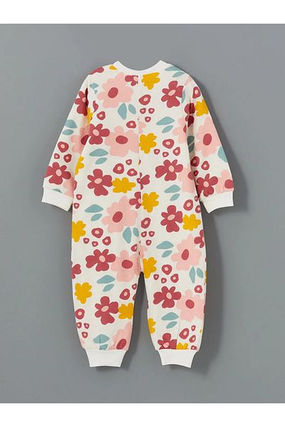LC Waikiki Lcw Baby Beige V Neck 1 Tog Floral Baby Girl Romper