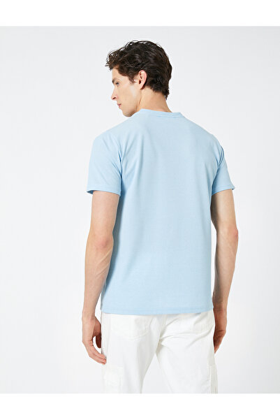 Koton Σλόγκαν εμπριμέ T-shirt με λαιμόκοψη με κοντό μανίκι Slim Fit