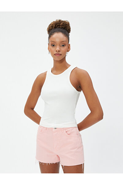Koton Halter Neck Ribbed Undershirt Basic Piping Detailed Cotton