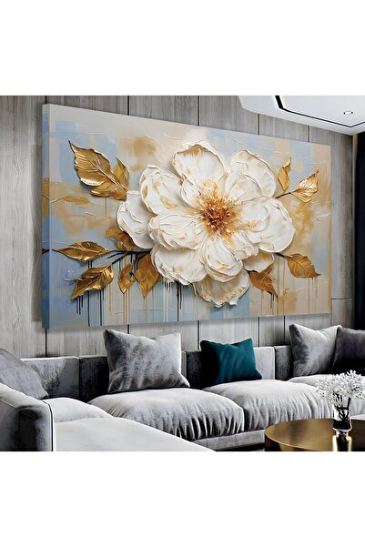 EMYA HOME Beyaz Çiçekler Kanvas Tablo