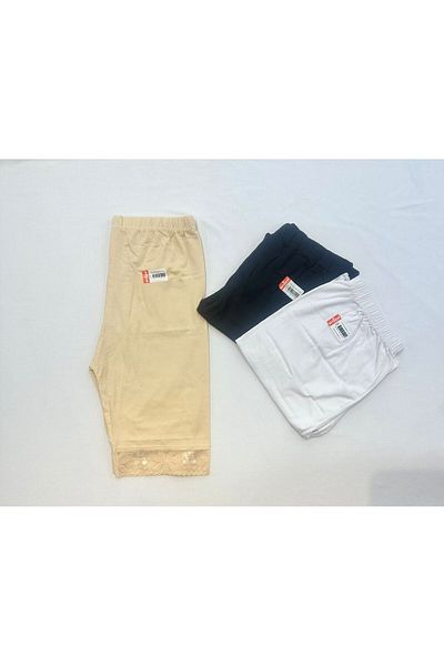 GİYSEM UNDERWEAR 3-Piece Cotton Skin Set - Black and White Over-The-Knee, Skirt-Pants, Hijab-Leggings Economical