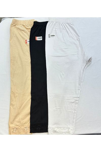 GİYSEM UNDERWEAR 3-Piece Cotton Hijab-Leggings Set - Black and White, Above Knee and Below