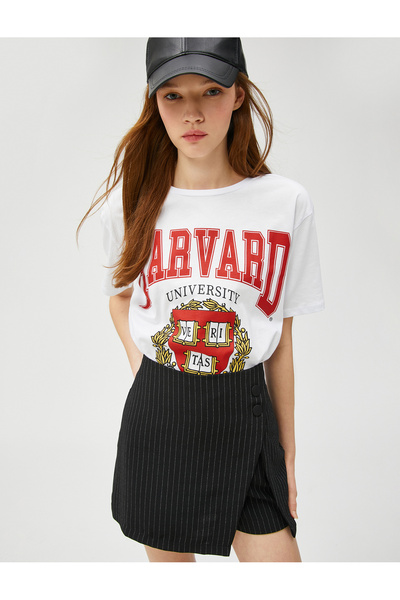 Koton Harvard T-Shirt με στάμπα με κοντό μανίκι λαιμόκοψη