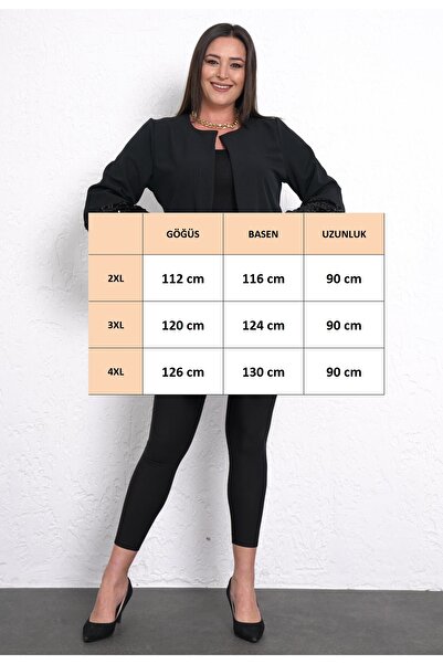 FOR ESRA BIG TREND Γυναικείο μεγάλο μέγεθος μεγάλη τσέπη παγιέτα με λεπτομέρεια μπροστά ανοιχτό φαρδύ μανίκι Scuba ελαστικό μπουφάν