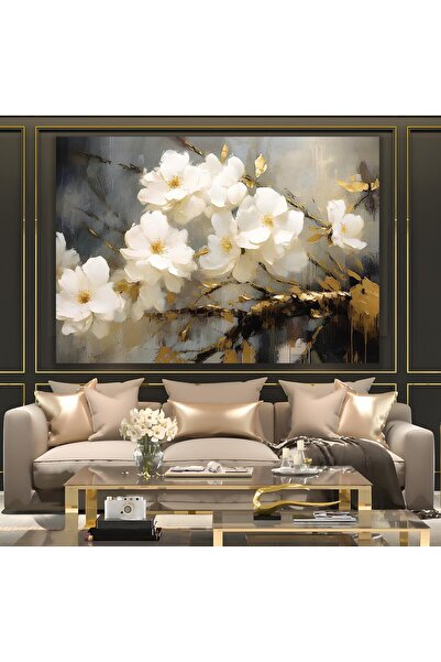EMYA HOME Εκτύπωση σε καμβά λευκά λουλούδια