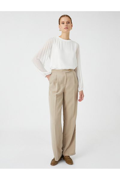 Koton Tulle Blouse Sleeves Pleated