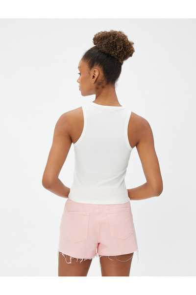 Koton Halter Neck Ribbed Undershirt Basic Piping Detailed Cotton