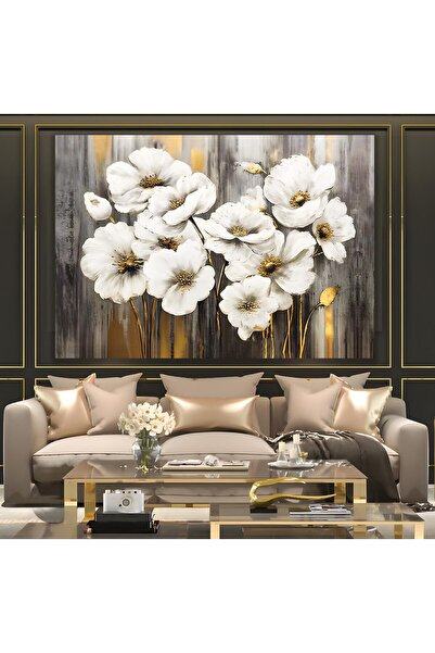 EMYA HOME Εκτύπωση σε καμβά λευκά λουλούδια