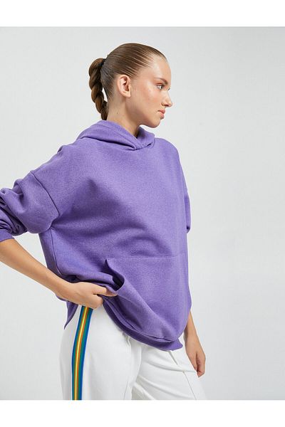 Koton Oversize mikina s kapucí žebrovaná klokaní kapsa žebrovaná