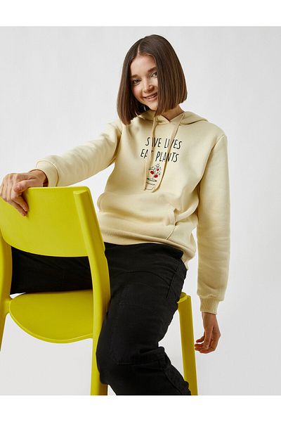 Koton Printed Hooded Sweatshirt