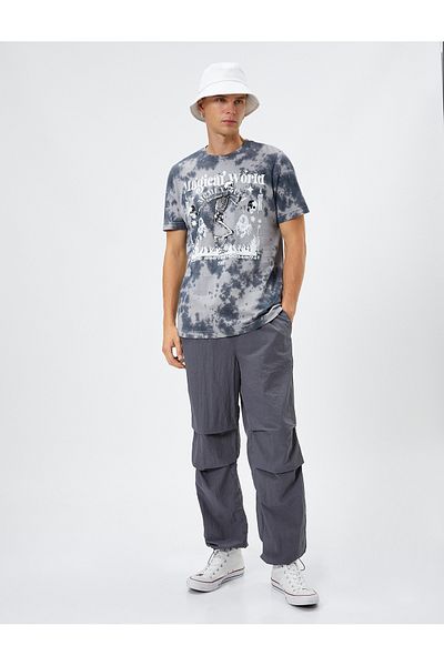 Koton Skull Detailed T-Shirt Crew Neck Abstract Patterned Cotton