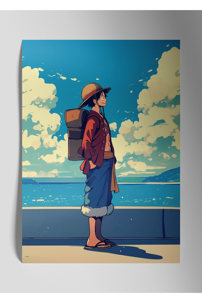 DekorHane Pictură de perete lucioasă cu imprimare metalică - Monkey D. Luffy,...