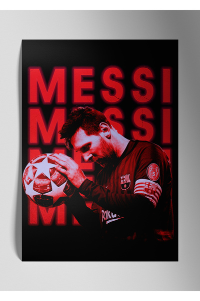 DekorHane Pictură de perete lucioasă cu imprimare metalică - Lionel Messi Barca