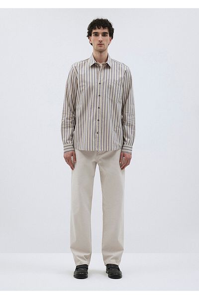 Mavi Cămașă bej cu dungi bleumarin Regular Fit 0211038 -70757