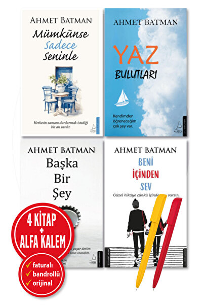 Destek Yayınları Ahmet Batman 4 Kitap Yaz Bulutları+Başka Bir Şey+Mümkünse Sadece Seninle+Beni İçinden Sev-YENİ Kitap