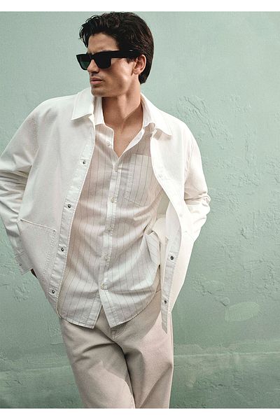 Mavi Cămașă albă cu buzunare Loose Fit / Loose Relaxed Fit 0210860 -70057
