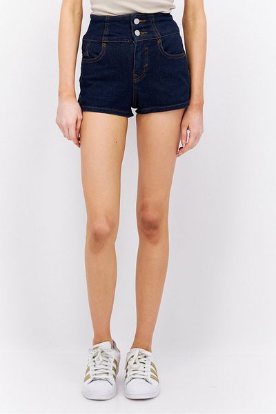 Esprit Women Washed Denim Shorts, Navy