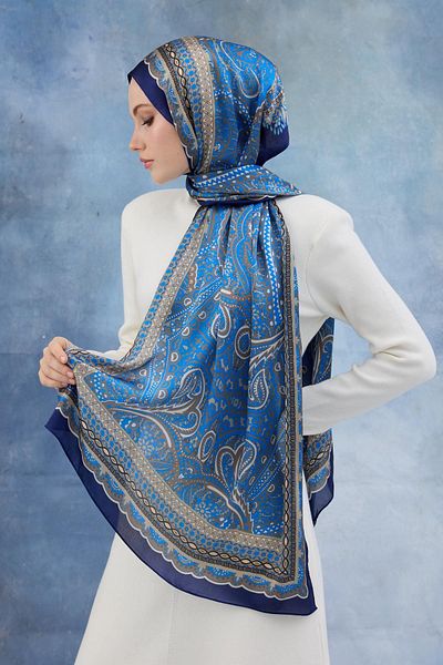 İpekhan Şal din voal indian albastru - 5005-01