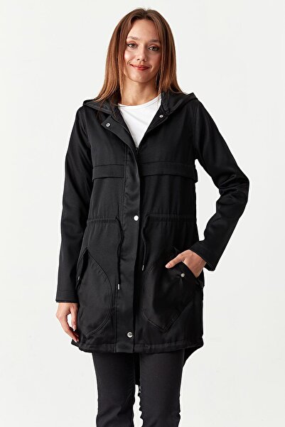 Select Moda Γυναικείο γυαλιστερό υφασμάτινο πάρκο με κουκούλα