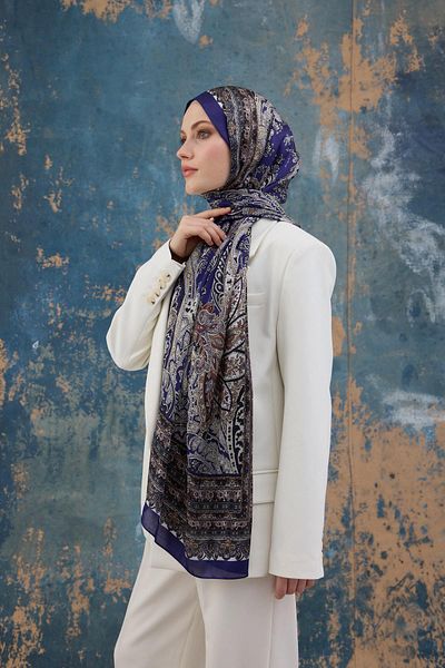 İpekhan Purple Indian Voile Shawl - 5007-13