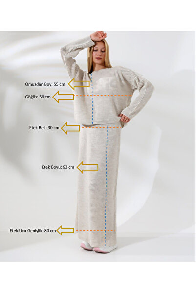 Molly Nelly Winter Women's Knitwear Set - Elastic Waist Skirt and Crew Neck Sweater