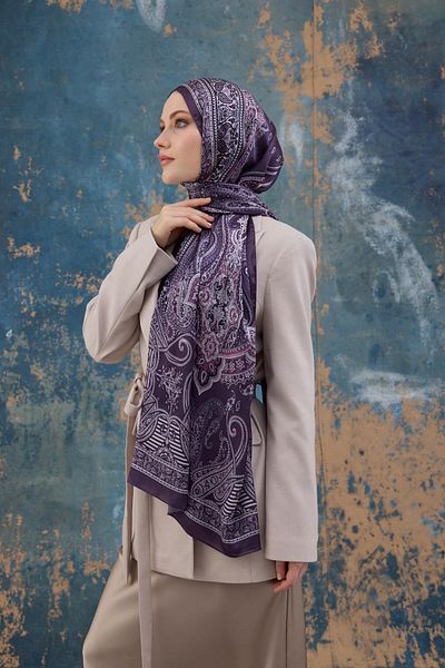 İpekhan Purple Indian Voile Shawl - 5008-02