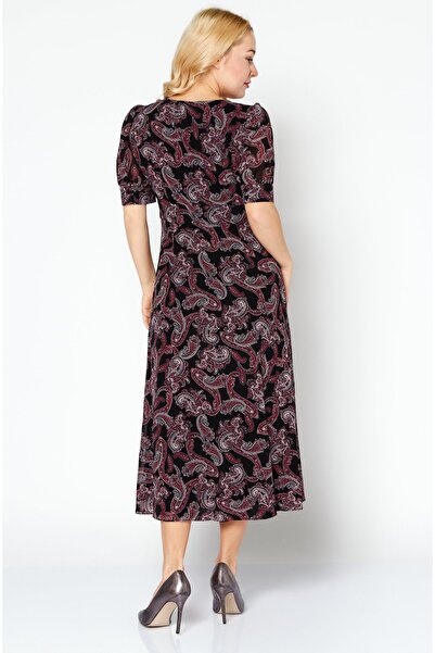 Michael Kors Women Allover Print Short Sleeves Casual Maxi Dress, Black