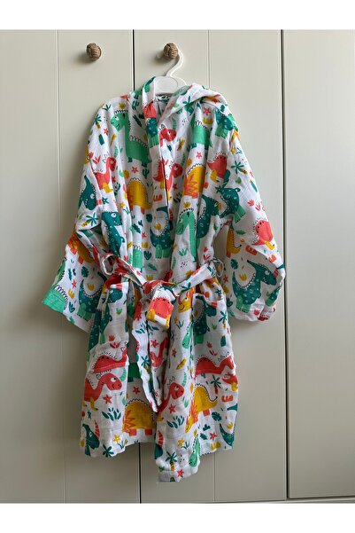 bee rituals. Dinozor Desenli 2 Kat Müslin Pamuklu Bebek Çocuk Bornozu Dijital Baskı (4-7 YAŞ BOY: 62 CM)