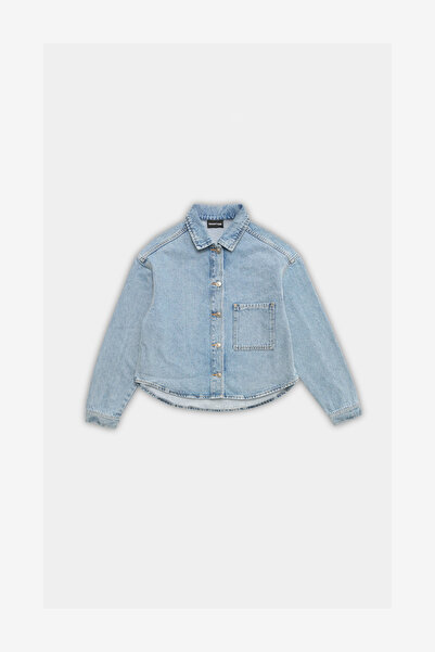 BOSHETTI Kadın Oversize Hafif Crop Loose Denim Gömlek Ceket