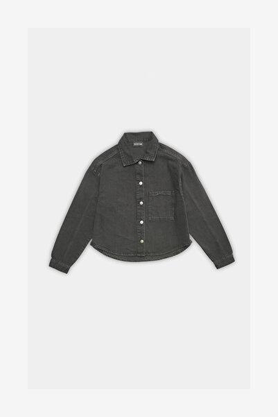 BOSHETTI Kadın Oversize Hafif Crop Loose Denim Gömlek Ceket