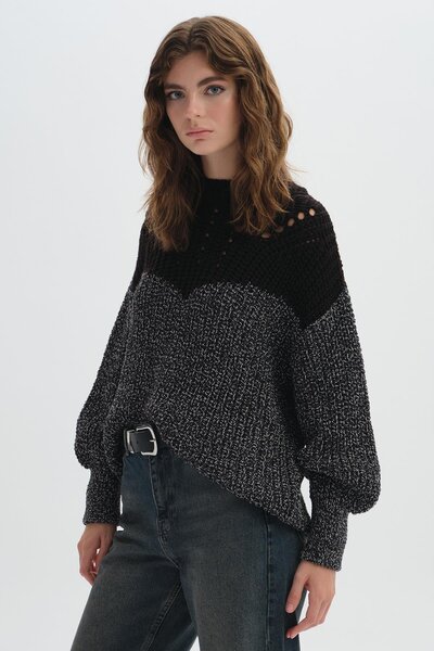 SHERIN Lacivert Muline Triko Kazak