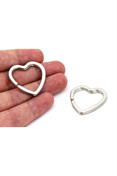 yfhobi 100 Adet - 30x30 Mm Nikel Kaplama Kalp Anahtarlık Halkası