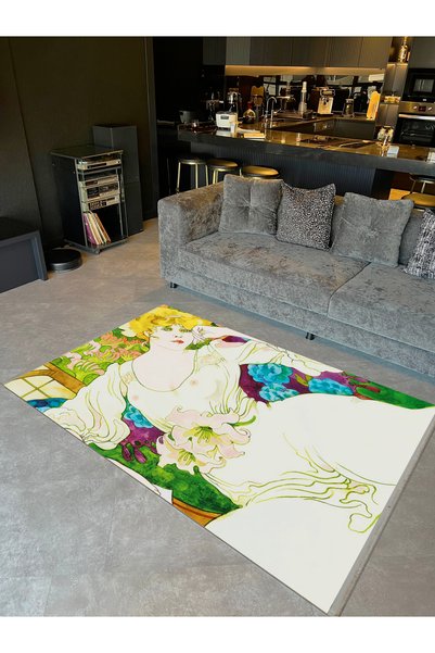 Rugs Modern Halı Aynur Collection Women's Decorative Carpet with Green Eyes i...